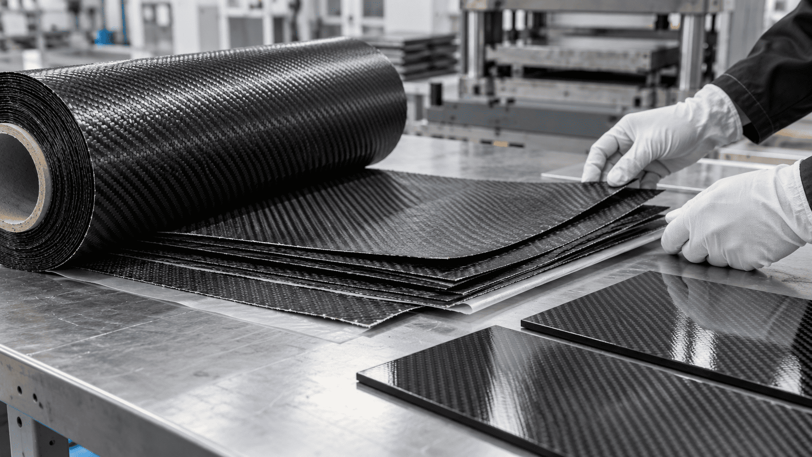 Carbon fiber prepreg hot press forming
