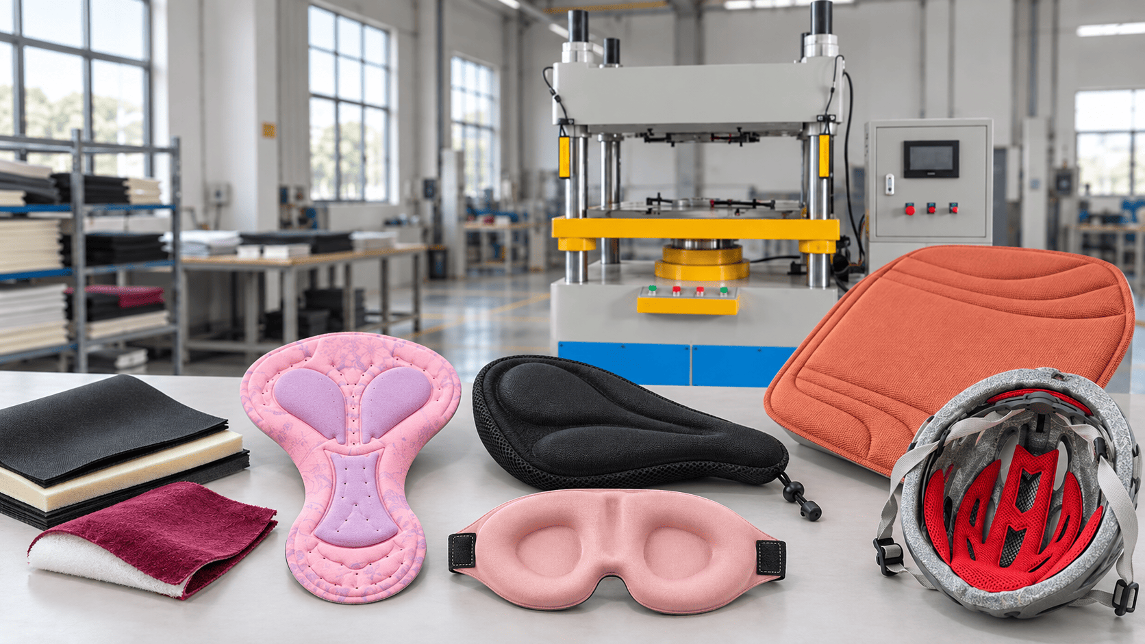 Sponge and foam composite hot press forming